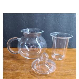 Vintage Clear Glass Loose-Leaf Single Serve Tea Pot with Infuser